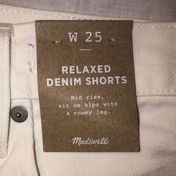 Madewell 25 Relaxed Mid Rise Raw Hem White Denim Shorts - Picture 14 of 14